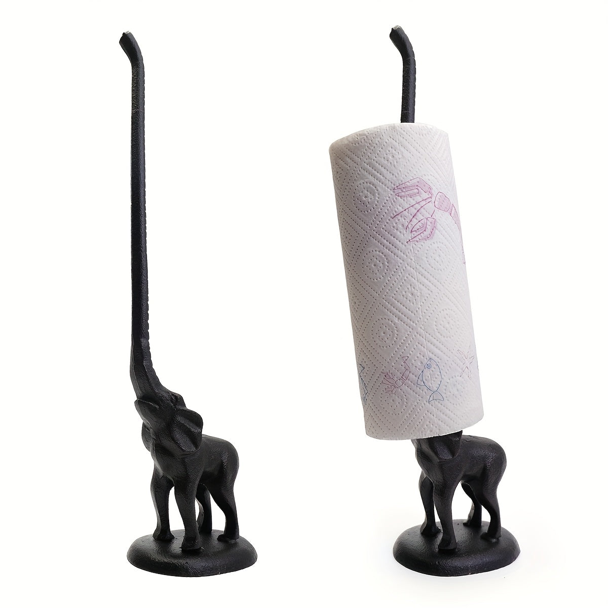 Vintage Cast Iron Elephant Tissue Holder - Rustic Metal Wall-Mounted Design with Floral Pattern, Perfect for Kitchen & Bathroom Decor, Elegant Home Accessory, Bathroom Decor And Accessories