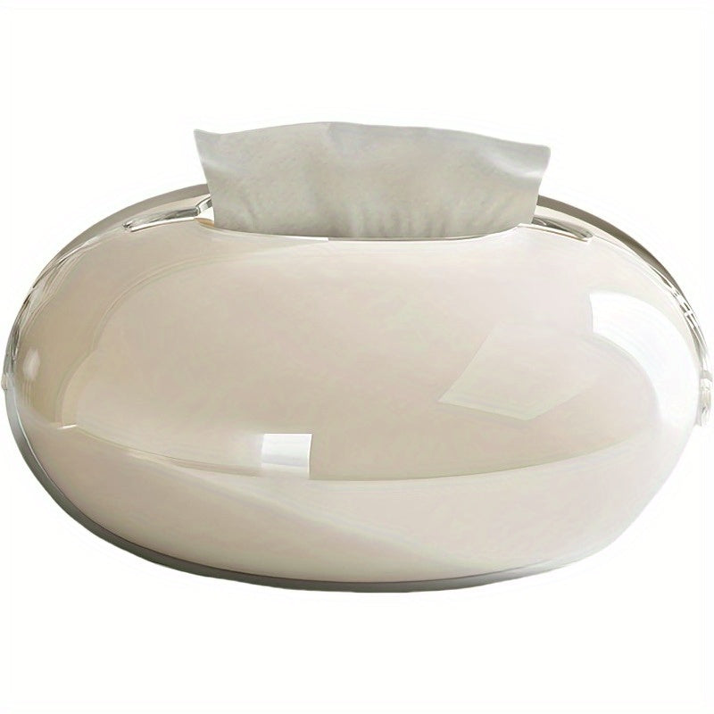 Modern Square Tissue Box Cover Holder - Large Capacity Bathroom, Kitchen, Office Organizer with Magnetic Opening - Beige/ white - Compatible with Standard Tissues - Ideal Housewarming or Wedding Gift - Non-Toxic & Easy-Clean Surface