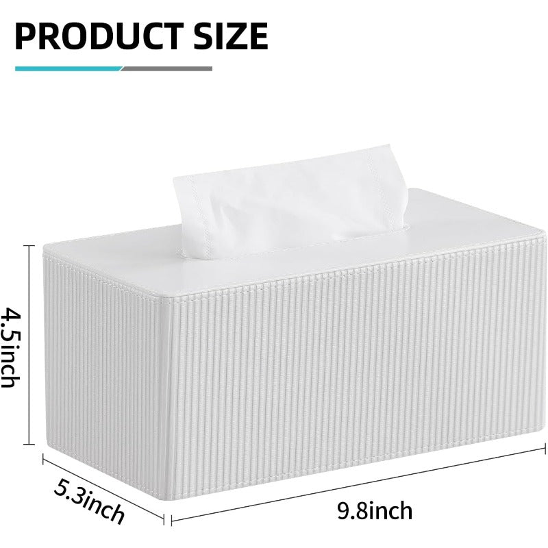 PU Leather Tissue Box Cover Rectangle with Magnetic Closure Modern Tissue Box Holder for Bathroom NightStands Livingroom Decorative Tissue Holder for 120 3Ply 160(2Ply) Tissue Box (White), Tissue Holder Bathroom, Decorative Tissue Box Holder, Tissue Box