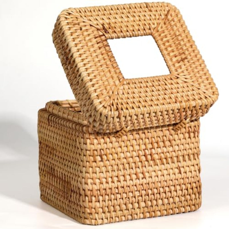 2pcs Tissue Box Cover 5. 7 x 5. 7 x 5. 7 Square Tissue Box Cover Decorative Woven Facial Tissue Holder with Hinged Top Lid for Home Offi Desk Living Room Dec, Tissue Box with Storage, Tissue Box Holder Vintage, Tissue Box Holder, Home Decor Accessory,