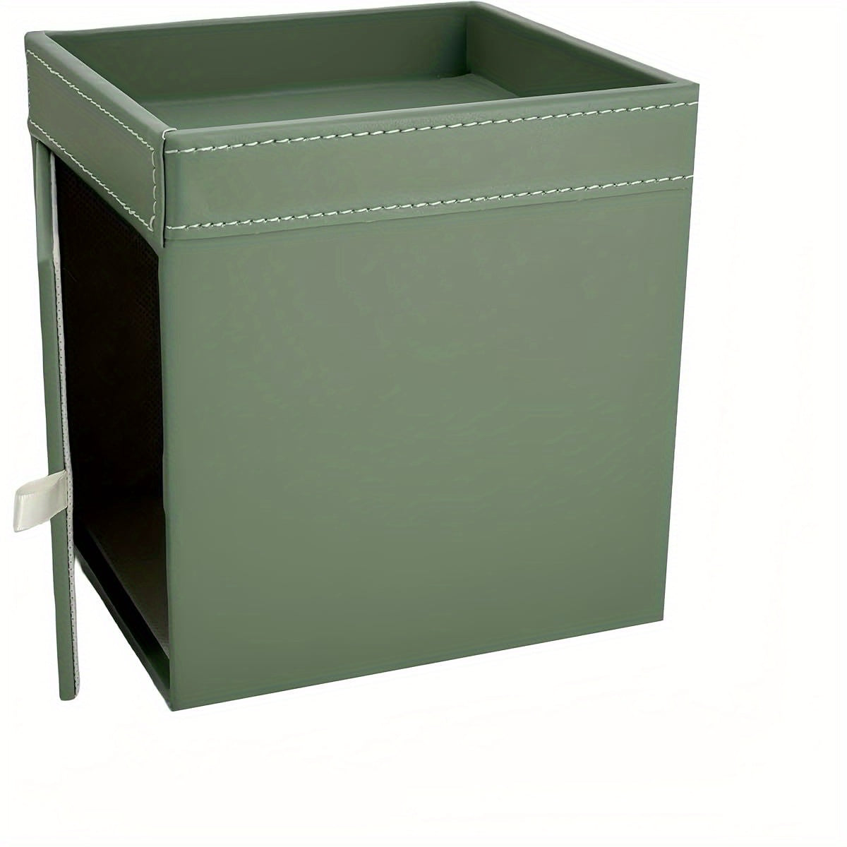 Modern Square Faux Leather Tissue Box Cover - Light Green, Decorative Storage Tray with Multiple Compartments, Perfect for Bathroom, Bedroom, Living Room & Office Decor, Decorative Tray | Modern Decor | Durable Plastic