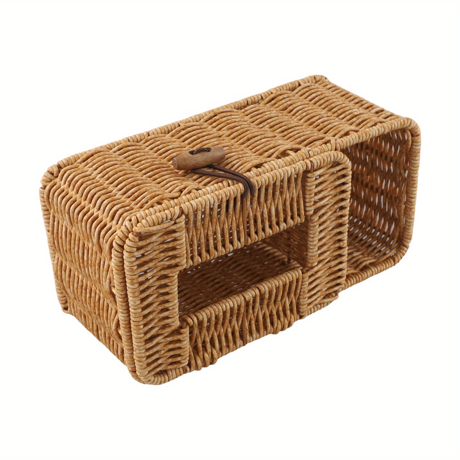 Handwoven Rattan Tissue Box Holder - Rustic Animal-Shaped Design with Brushed Finish, Natural Wicker Material for Bathroom & Kitchen Decor, Decorative Holder | Rustic Decor | Woven Rattan, Bathroom Decor And Accessories