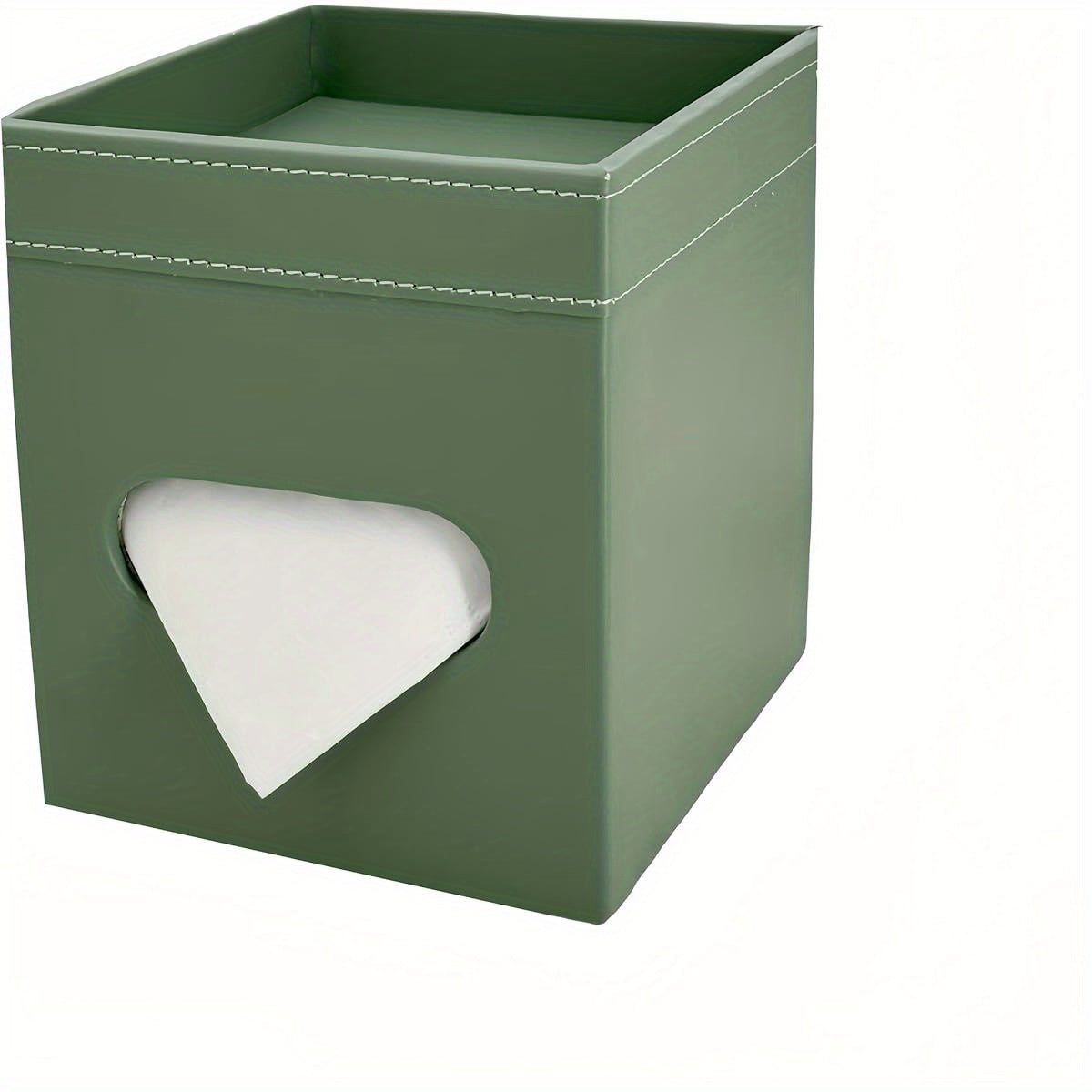 Modern Square Faux Leather Tissue Box Cover - Light Green, Decorative Storage Tray with Multiple Compartments, Perfect for Bathroom, Bedroom, Living Room & Office Decor, Decorative Tray | Modern Decor | Durable Plastic