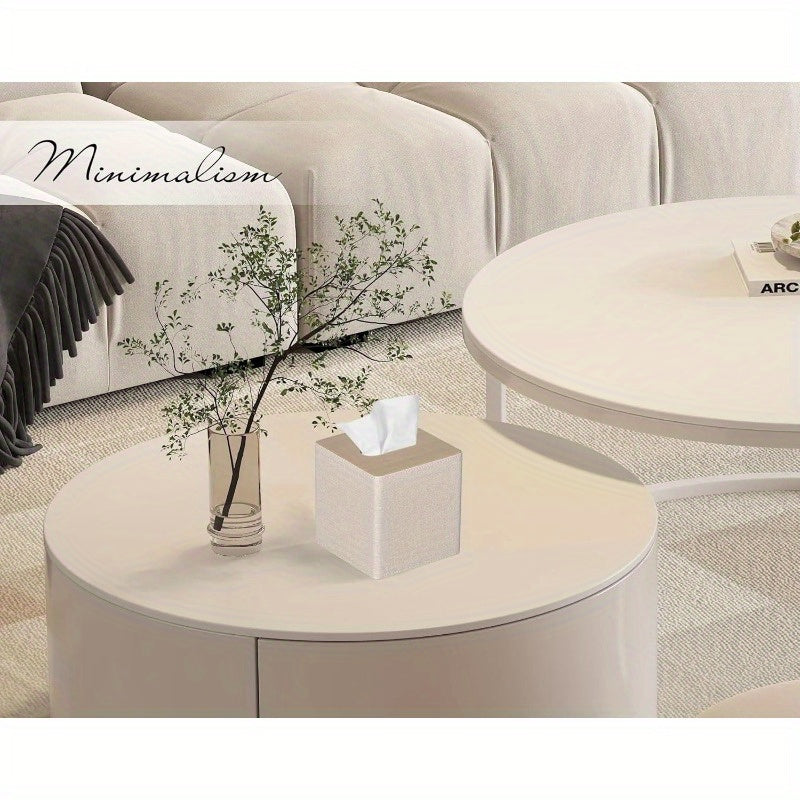 2-Pack Square Tissue Box Cover with Magnetic Closure - Beige/, High Quality Bathroom & Living Room Decor, Fits Standard Tissues, for Home, Office, or Gift, Home Decor Accessory, Elegant Home Accessory, Refined Texture, Functional Decor Item, Interior