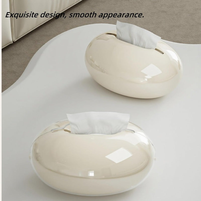 Modern Square Tissue Box Cover Holder - Large Capacity Bathroom, Kitchen, Office Organizer with Magnetic Opening - Beige/ white - Compatible with Standard Tissues - Ideal Housewarming or Wedding Gift - Non-Toxic & Easy-Clean Surface