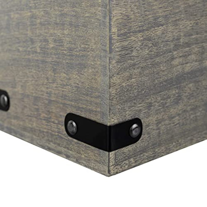 1pc Solid Mango Wood Tissue Box Holder with Lid - Modern Rustic Grey Washed Finish, Spacious Square Design with Black Legs & Hinges, Fits Bathroom Vanity, Nightstand, Desk - Durable & Sturdy Storage Cabinet for Tissues, Napkins, Facial Tissues - Fits Most