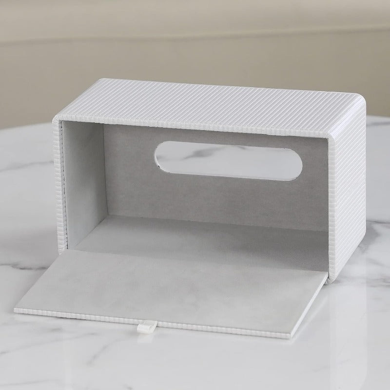 PU Leather Tissue Box Cover Rectangle with Magnetic Closure Modern Tissue Box Holder for Bathroom NightStands Livingroom Decorative Tissue Holder for 120 3Ply 160(2Ply) Tissue Box (White), Tissue Holder Bathroom, Decorative Tissue Box Holder, Tissue Box