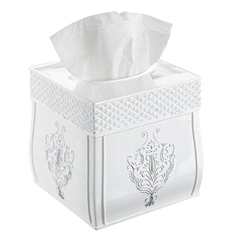 Vintage French Country Tissue Box Cover - Elegant Bathroom Decor with Sliding Bottom, Compatible with Standard Tissues, for Bathroom, Living Room, Office - Timeless Home Decoration Organizer, Tissue Box Holder, Facial Tissue Holder