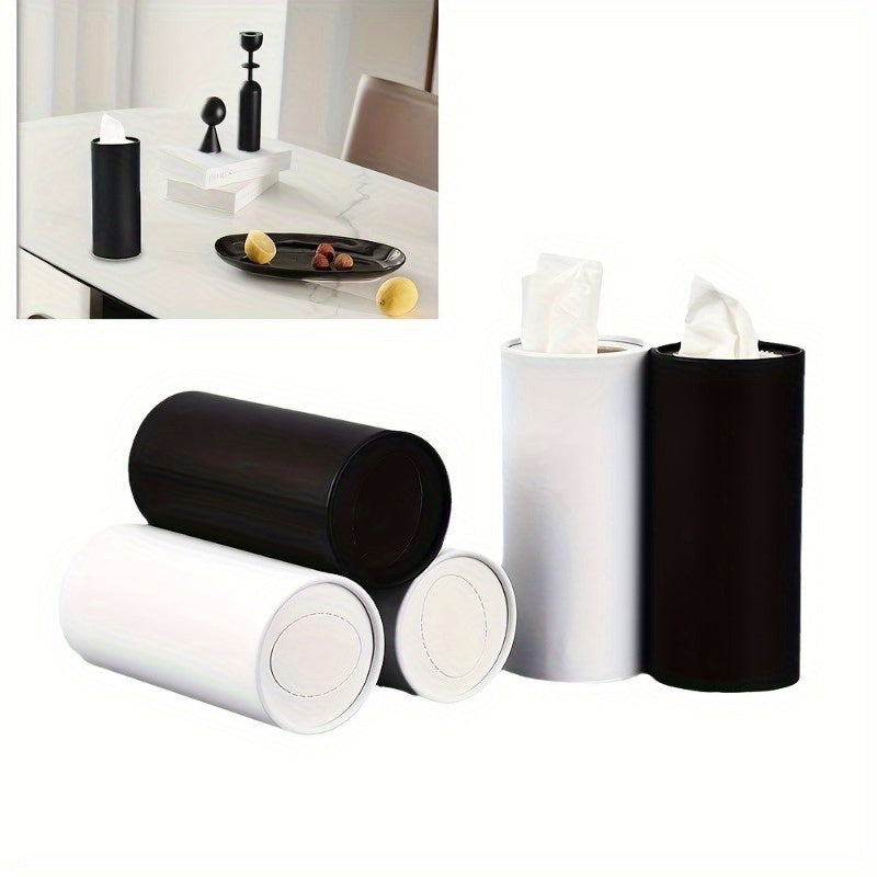 2pcs Cylinder Tissue Box Organizer - Space-Saving Car & Home Napkin Holder, Sturdy Construction, Minimalist Black design for Vehicles, Offices, Living Rooms - Easy Access Tissue Dispenser, Office Supplies, Modern Decor, Durable Construction, Office