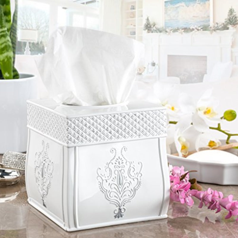 Vintage French Country Tissue Box Cover - Elegant Bathroom Decor with Sliding Bottom, Compatible with Standard Tissues, for Bathroom, Living Room, Office - Timeless Home Decoration Organizer, Tissue Box Holder, Facial Tissue Holder