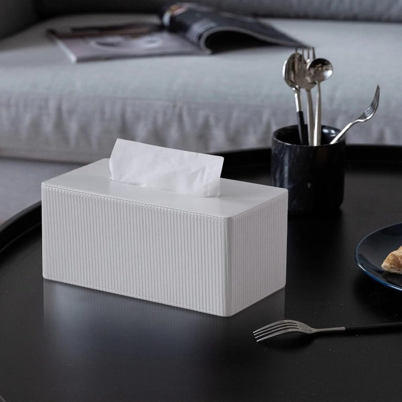 PU Leather Tissue Box Cover Rectangle with Magnetic Closure Modern Tissue Box Holder for Bathroom NightStands Livingroom Decorative Tissue Holder for 120 3Ply 160(2Ply) Tissue Box (White), Tissue Holder Bathroom, Decorative Tissue Box Holder, Tissue Box