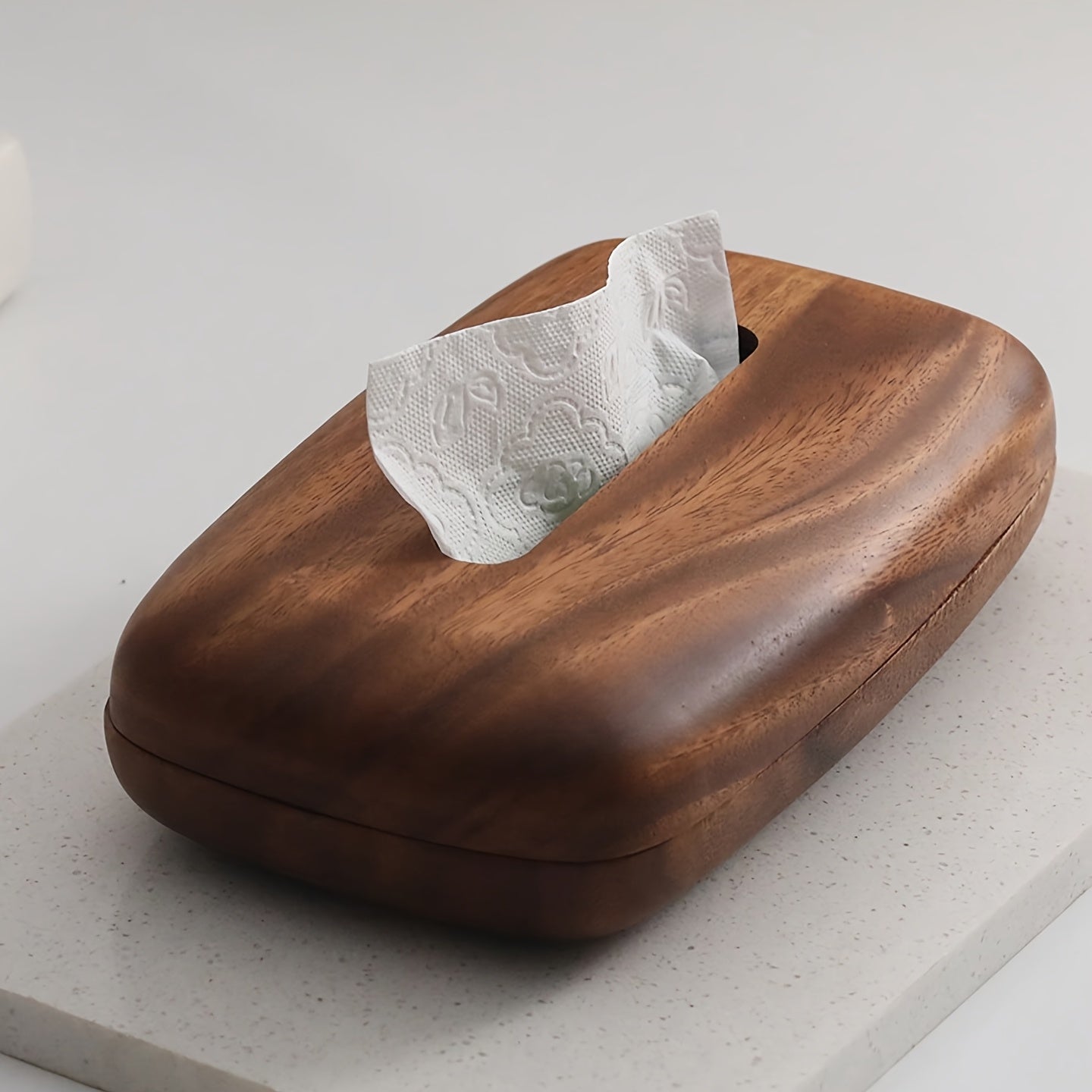 Walnut Tissue Box - Modern and Simple Rectangular Design, Easy to Replace the High - quality Walnut Cover, Polished, Suitable for Decorating Tables, Bathrooms, Offices and Nightstands - Retro - style Storage Box