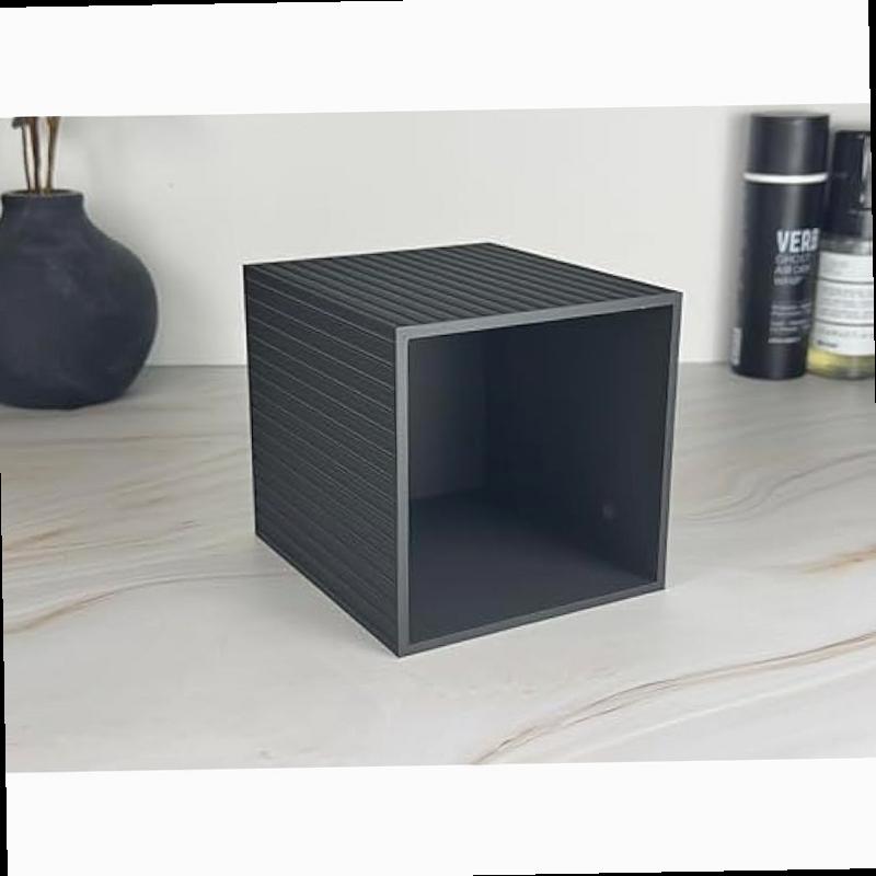Tissue Box Cover Square Facial Tissue Holder Storage for Bathroom Vanity Countertops Dressers Night Stand Parlors and Offices Fluted 1 Black