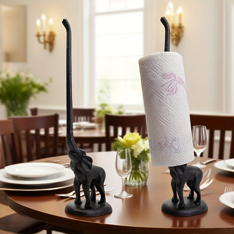 Vintage Cast Iron Elephant Tissue Holder - Rustic Metal Wall-Mounted Design with Floral Pattern, Perfect for Kitchen & Bathroom Decor, Elegant Home Accessory, Bathroom Decor And Accessories