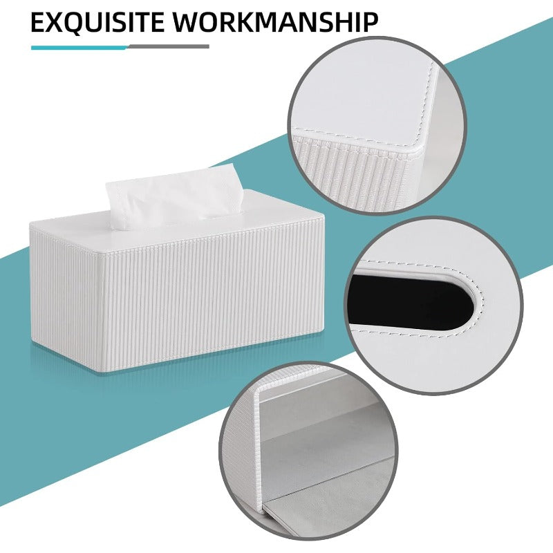 PU Leather Tissue Box Cover Rectangle with Magnetic Closure Modern Tissue Box Holder for Bathroom NightStands Livingroom Decorative Tissue Holder for 120 3Ply 160(2Ply) Tissue Box (White), Tissue Holder Bathroom, Decorative Tissue Box Holder, Tissue Box