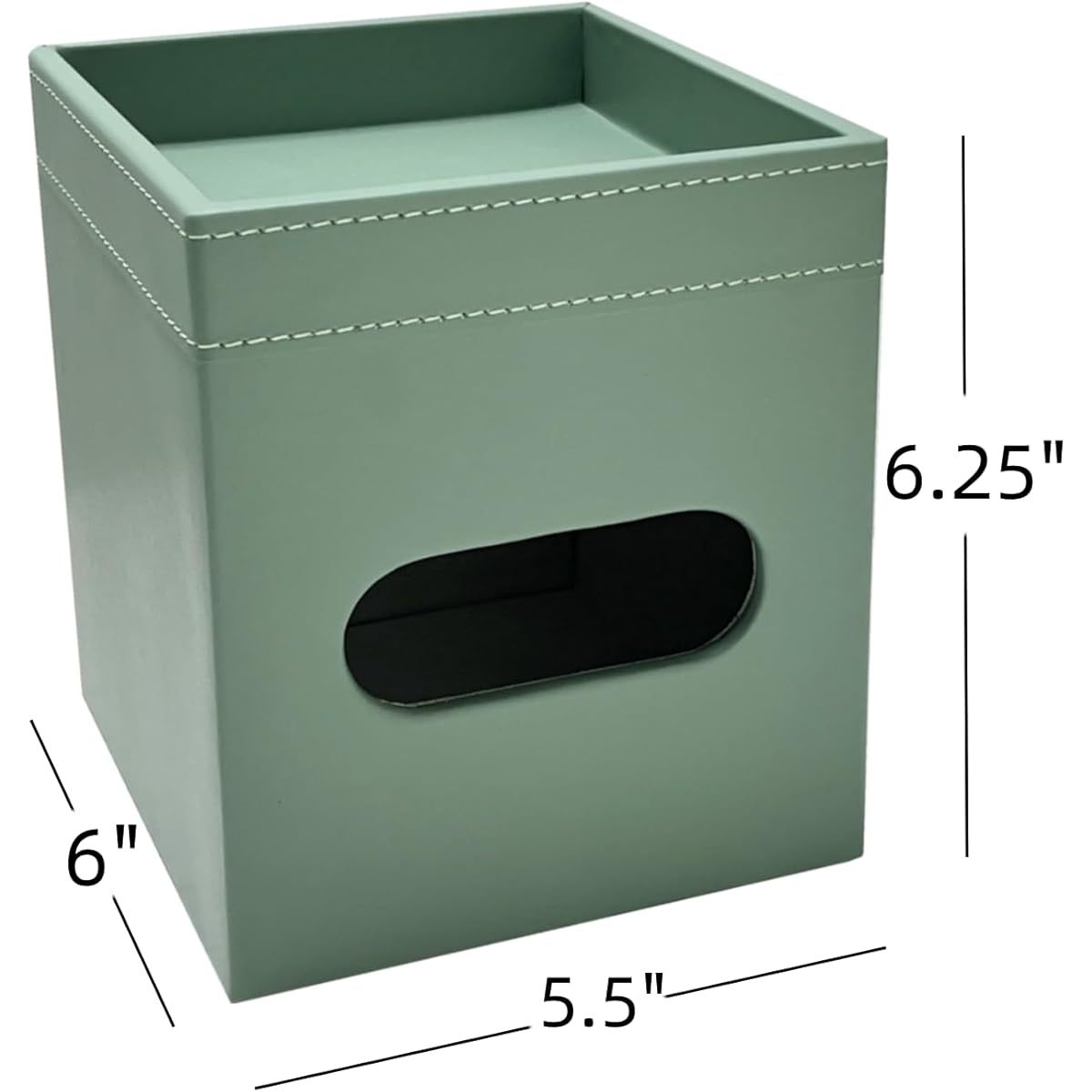 Modern Square Faux Leather Tissue Box Cover - Light Green, Decorative Storage Tray with Multiple Compartments, Perfect for Bathroom, Bedroom, Living Room & Office Decor, Decorative Tray | Modern Decor | Durable Plastic