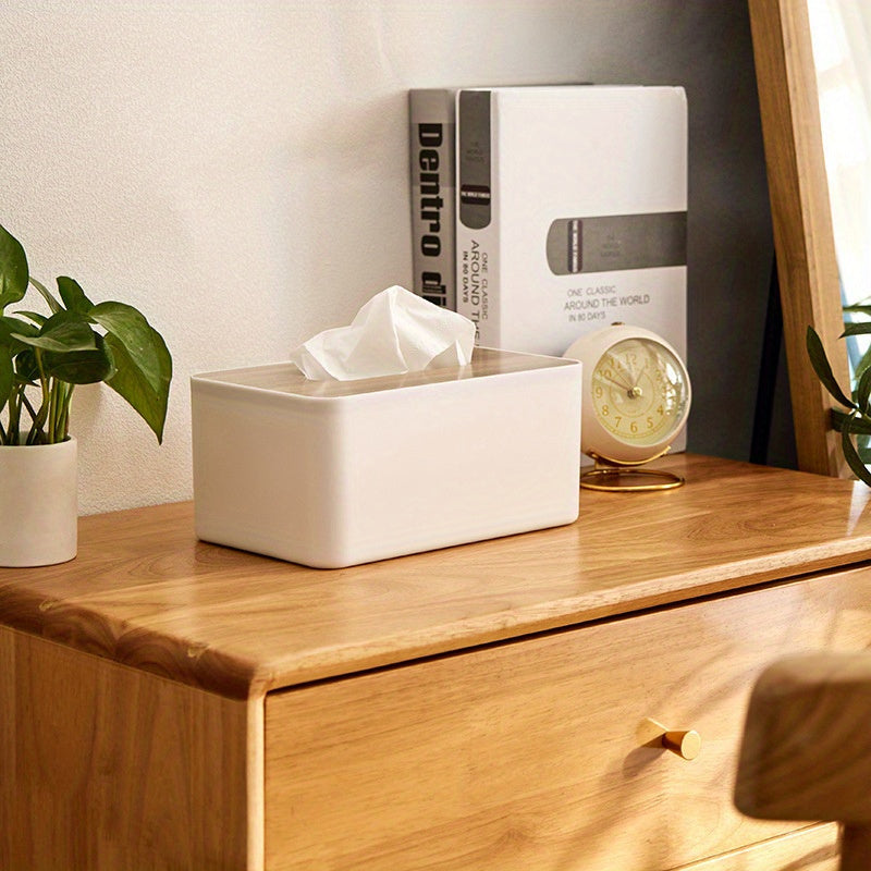Wooden Tissue Holder Household Paper Towel Storage Box Removable Tissue Boxes for Office