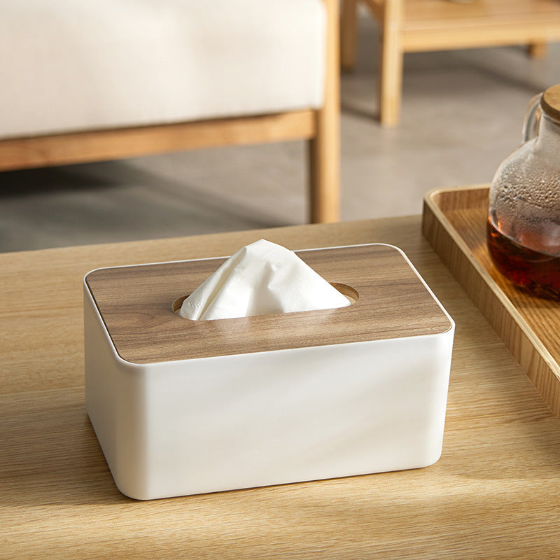 Wooden Tissue Holder Household Paper Towel Storage Box Removable Tissue Boxes for Office