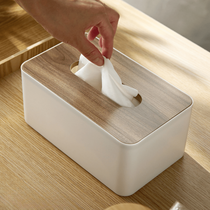 Wooden Tissue Holder Household Paper Towel Storage Box Removable Tissue Boxes for Office