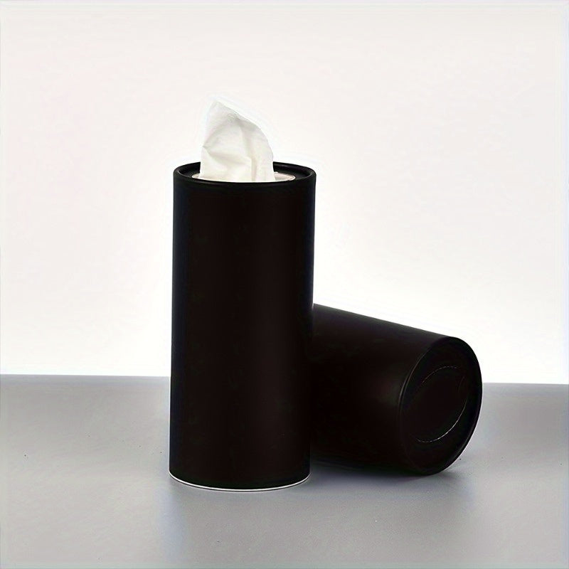 2pcs Cylinder Tissue Box Organizer - Space-Saving Car & Home Napkin Holder, Sturdy Construction, Minimalist Black design for Vehicles, Offices, Living Rooms - Easy Access Tissue Dispenser, Office Supplies, Modern Decor, Durable Construction, Office