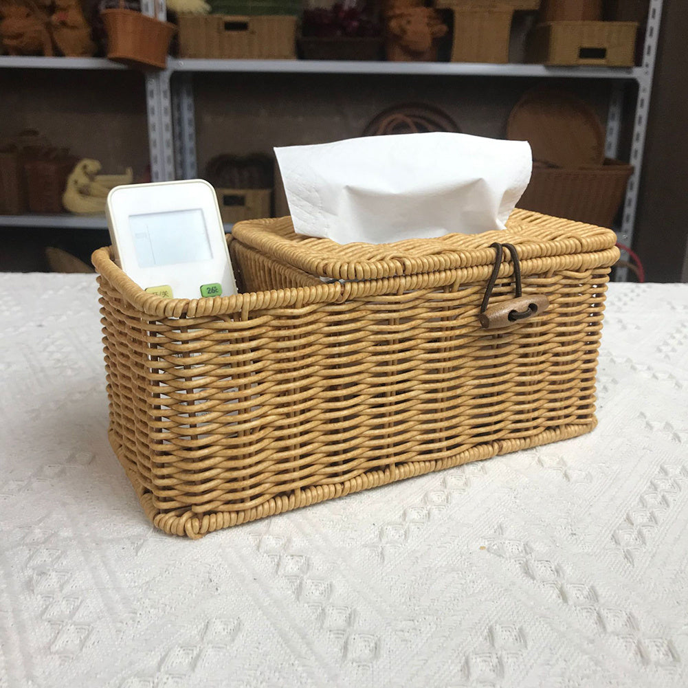 Handwoven Rattan Tissue Box Holder - Rustic Animal-Shaped Design with Brushed Finish, Natural Wicker Material for Bathroom & Kitchen Decor, Decorative Holder | Rustic Decor | Woven Rattan, Bathroom Decor And Accessories