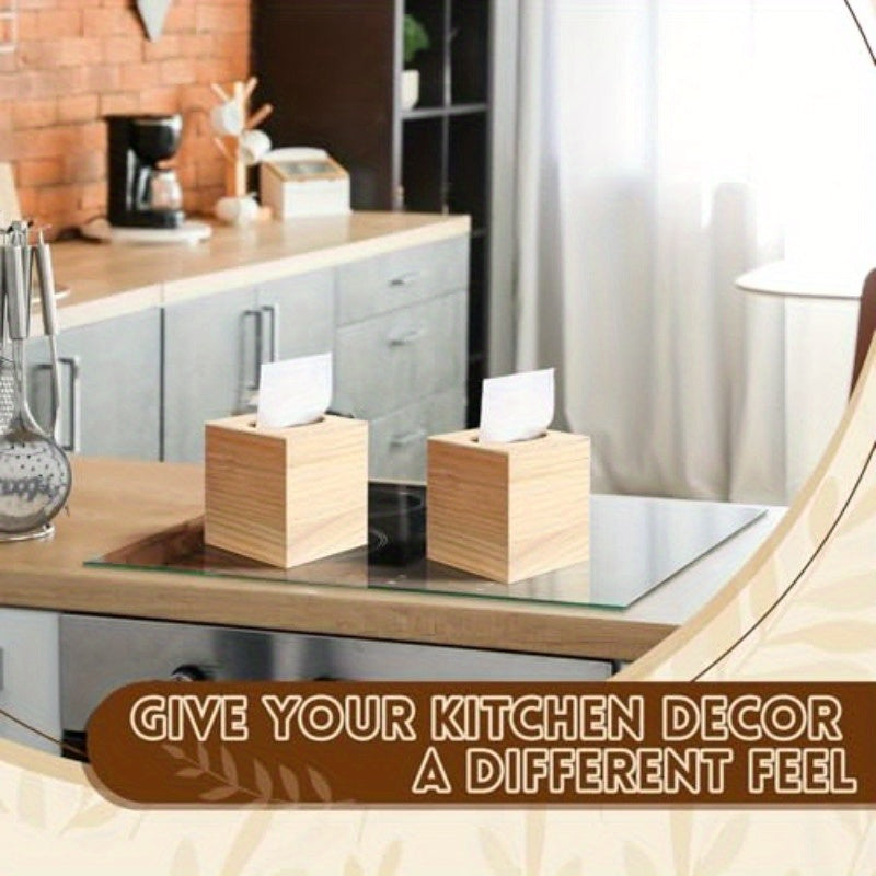Set of 6 Unfinished Wooden Tissue Box Covers for DIY Projects, Featuring a Square Design with a Flip-Top Opening, Perfect for Arts And Crafts As Well As Home And Bathroom Decoration