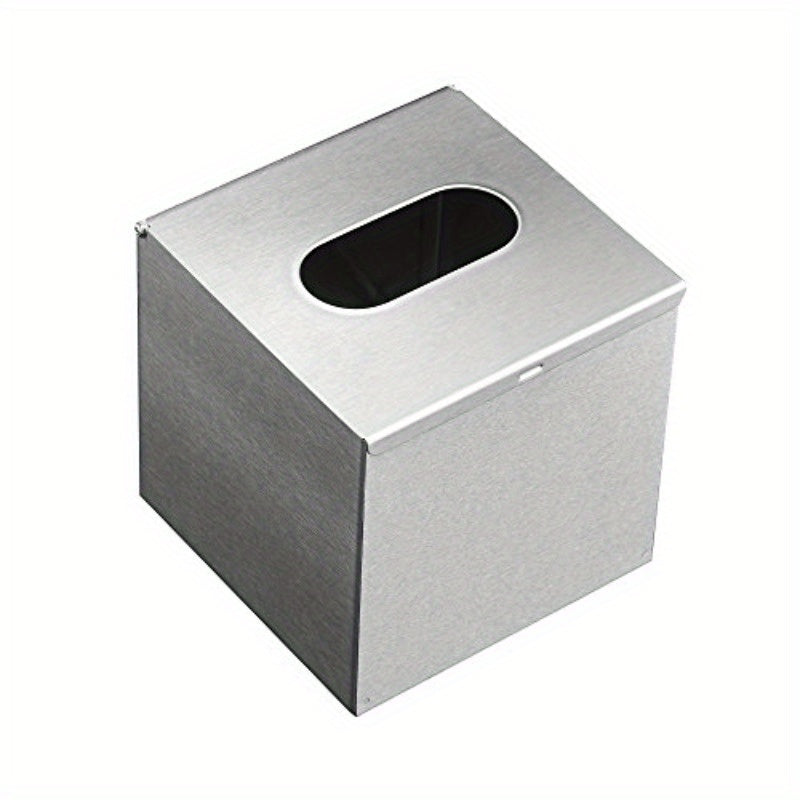 Modern Square Glass Tissue Box Holder with Brushed Nickel Finish - Rustproof Flip-Top Lid, Easy Refill & Multi-Use Design for Bathroom, Bedroom, Office - 5.12" Cube Organizer, Tabletop Wall-Mounted (Hardware Included) - Decorative Storage for Tissues &