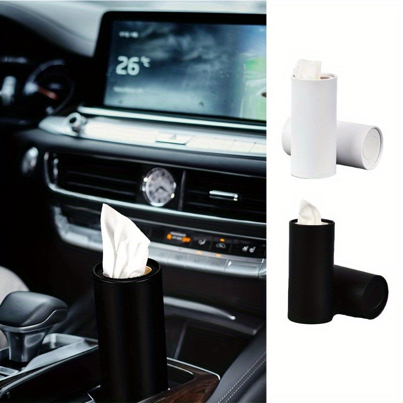 2pcs Cylinder Tissue Box Organizer - Space-Saving Car & Home Napkin Holder, Sturdy Construction, Minimalist Black design for Vehicles, Offices, Living Rooms - Easy Access Tissue Dispenser, Office Supplies, Modern Decor, Durable Construction, Office