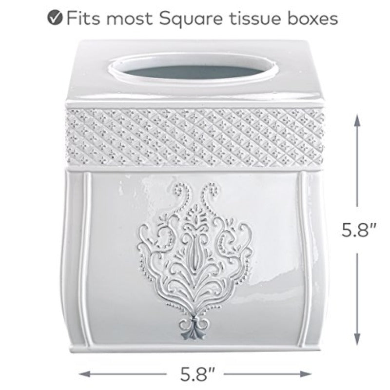 Vintage French Country Tissue Box Cover - Elegant Bathroom Decor with Sliding Bottom, Compatible with Standard Tissues, for Bathroom, Living Room, Office - Timeless Home Decoration Organizer, Tissue Box Holder, Facial Tissue Holder