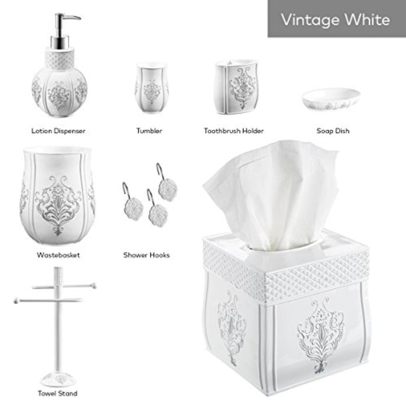 Vintage French Country Tissue Box Cover - Elegant Bathroom Decor with Sliding Bottom, Compatible with Standard Tissues, for Bathroom, Living Room, Office - Timeless Home Decoration Organizer, Tissue Box Holder, Facial Tissue Holder