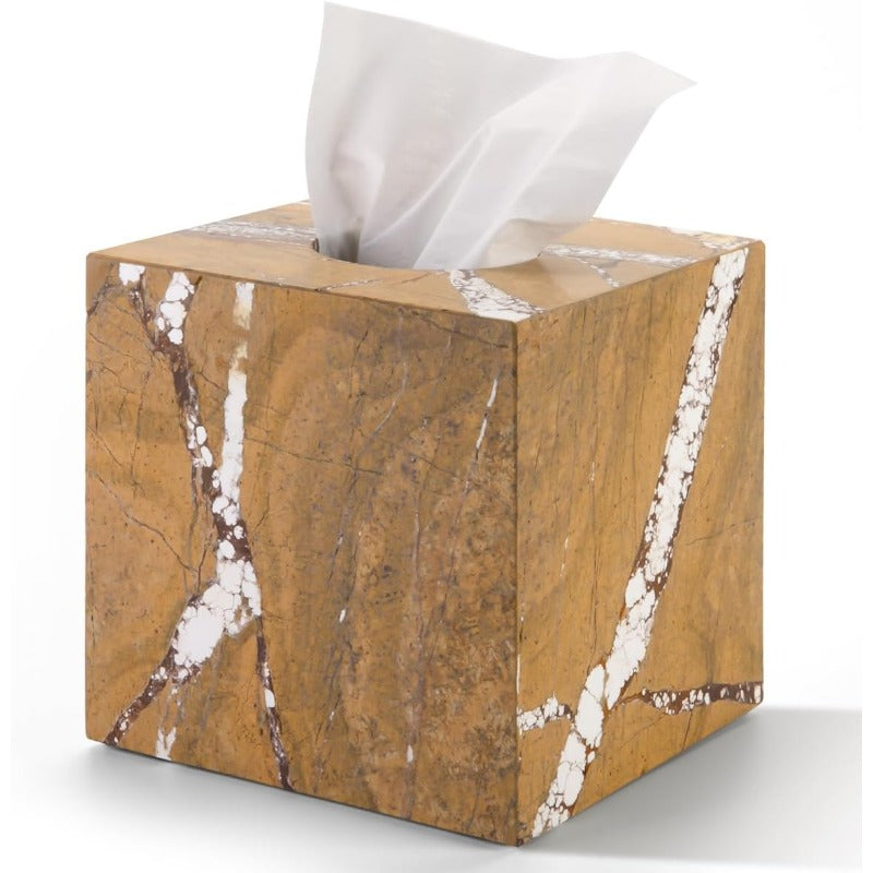 Natural Marble Tissue Box Holder - Elegant Marble Bathroom Organizer Dispenser with Open-Top Lid, Marble Countertop Decor in Brown/Beige/White/Gray/Black/, for Living Room, Kitchen, Bedroom, Bathroom - NS034, Home Organization, Vanity Decoration, Tissue
