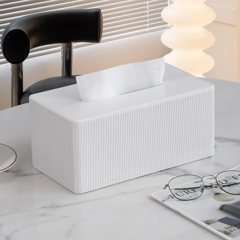 PU Leather Tissue Box Cover Rectangle with Magnetic Closure Modern Tissue Box Holder for Bathroom NightStands Livingroom Decorative Tissue Holder for 120 3Ply 160(2Ply) Tissue Box (White), Tissue Holder Bathroom, Decorative Tissue Box Holder, Tissue Box