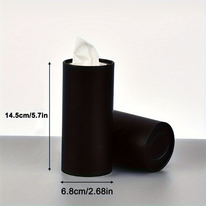 2pcs Cylinder Tissue Box Organizer - Space-Saving Car & Home Napkin Holder, Sturdy Construction, Minimalist Black design for Vehicles, Offices, Living Rooms - Easy Access Tissue Dispenser, Office Supplies, Modern Decor, Durable Construction, Office